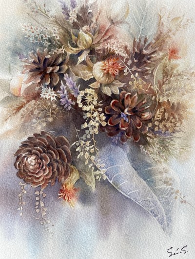 ポストカード 水墨画 墨絵 セーラー服 三つ編み 絵画 水墨画 彩墨画 墨絵 日本画 色紙【あざみ】 - メルカリ