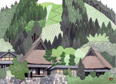 桧枝岐の家 南会津　1975 廣長威彦 作　4/50 版画 桧枝岐の家 南会津 1975 廣長威彦 作 4/50 版画
